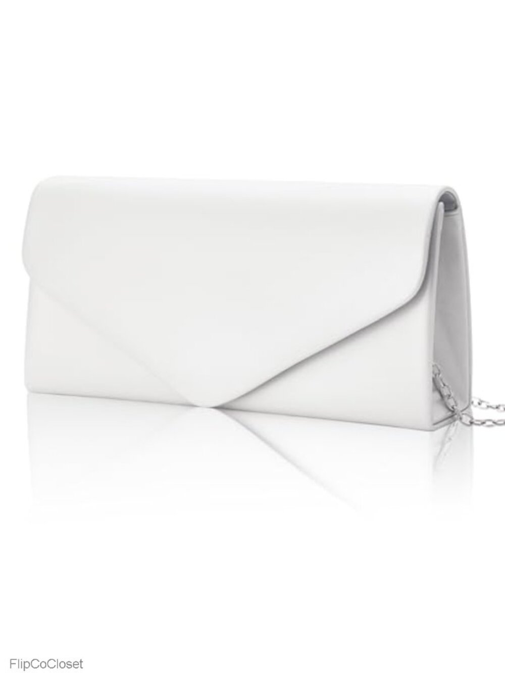 Vegan Leather Envelope Clutch Evening Bag with Detachable Chain Strap